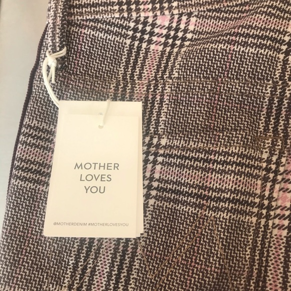 Mother The Insider Plaid Stripe Retro Ankle Pants Plum Pink Brown Orange 24 NWT - Picture 12 of 16